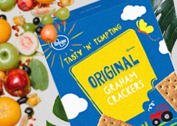 Kroger Original Graham Crackers surrounded by fruits and leaves