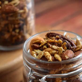 mixed nuts on jar