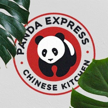 panda express logo surrounded by leaves