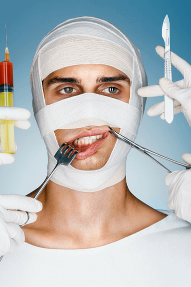 man getting cosmetic surgery