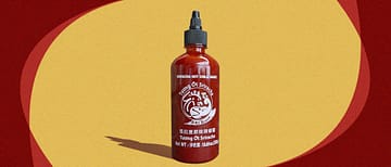 Sriracha Hot Sauce in middle