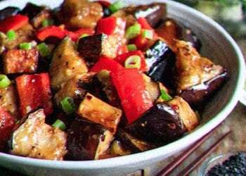 Eggplant Tofu on bowl
