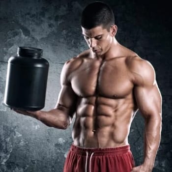 Bulky man with supplements