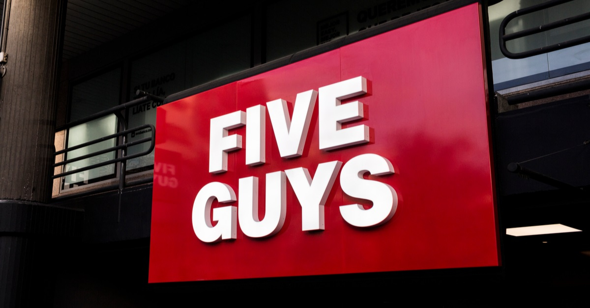Five Guys logo on Five Guys restaurant