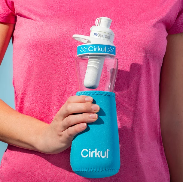 Cirkul Pink Stainless Steel Water Bottle With Pink Grip Lid 32oz