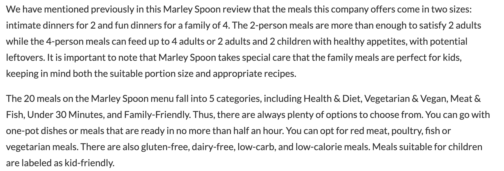 Marley Spoon Sample Dishes